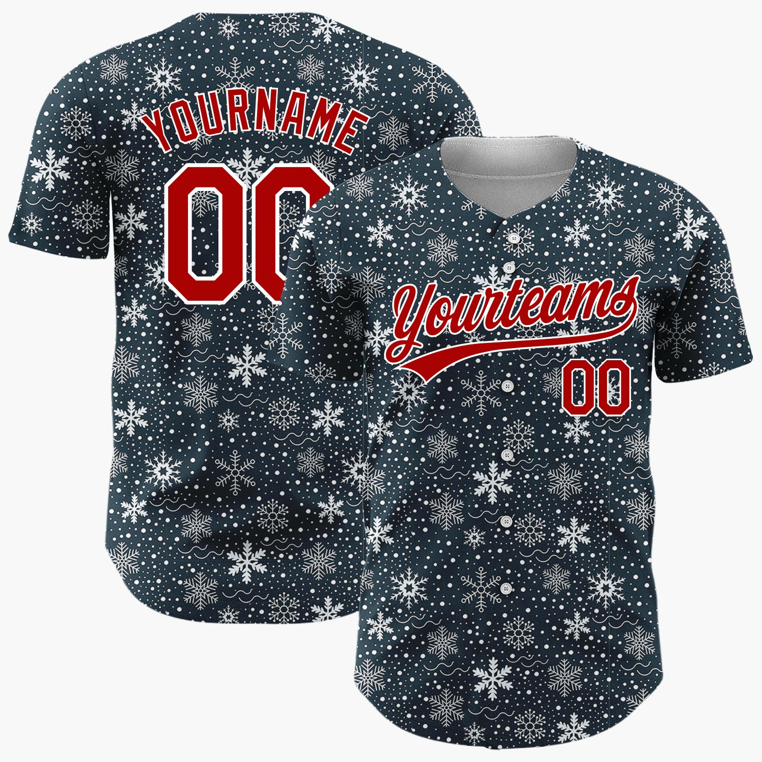 Custom Light Blue Snowflakes Subtle Abstract Pattern Christmas Baseball Jersey