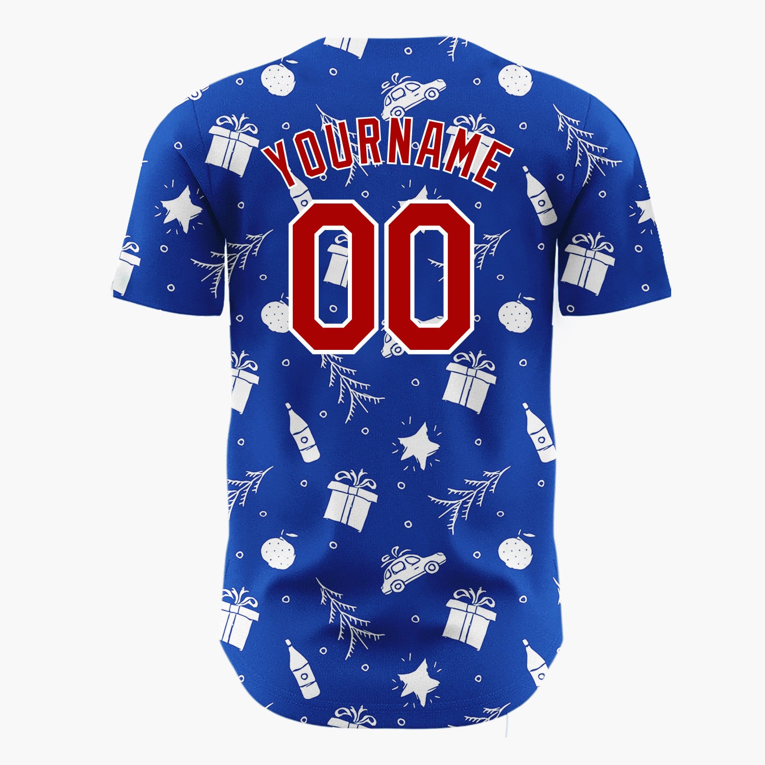 Custom Navy Car Gift And Star Doodle Christmas Baseball Jersey