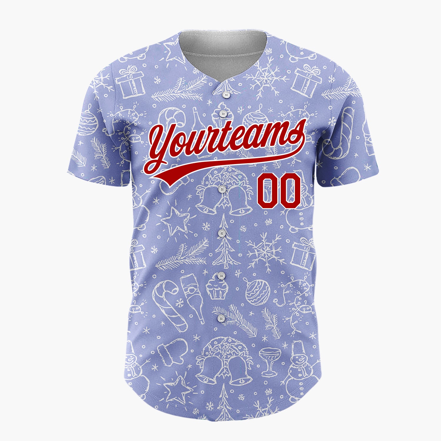 Custom Purple Christmas Icon Doodled Line Art Pattern Christmas Baseball Jersey