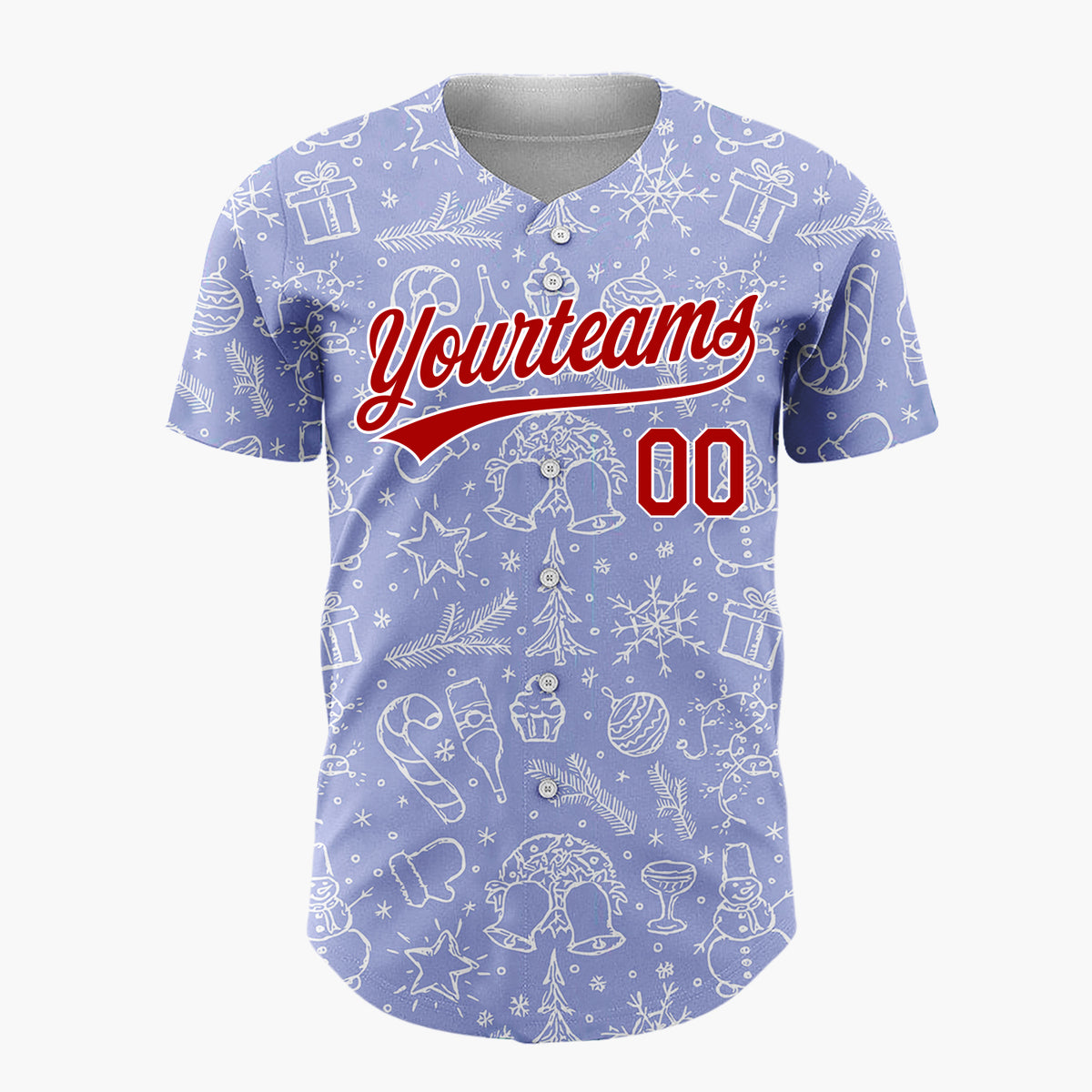 Custom Purple Christmas Icon Doodled Line Art Pattern Christmas Baseball Jersey