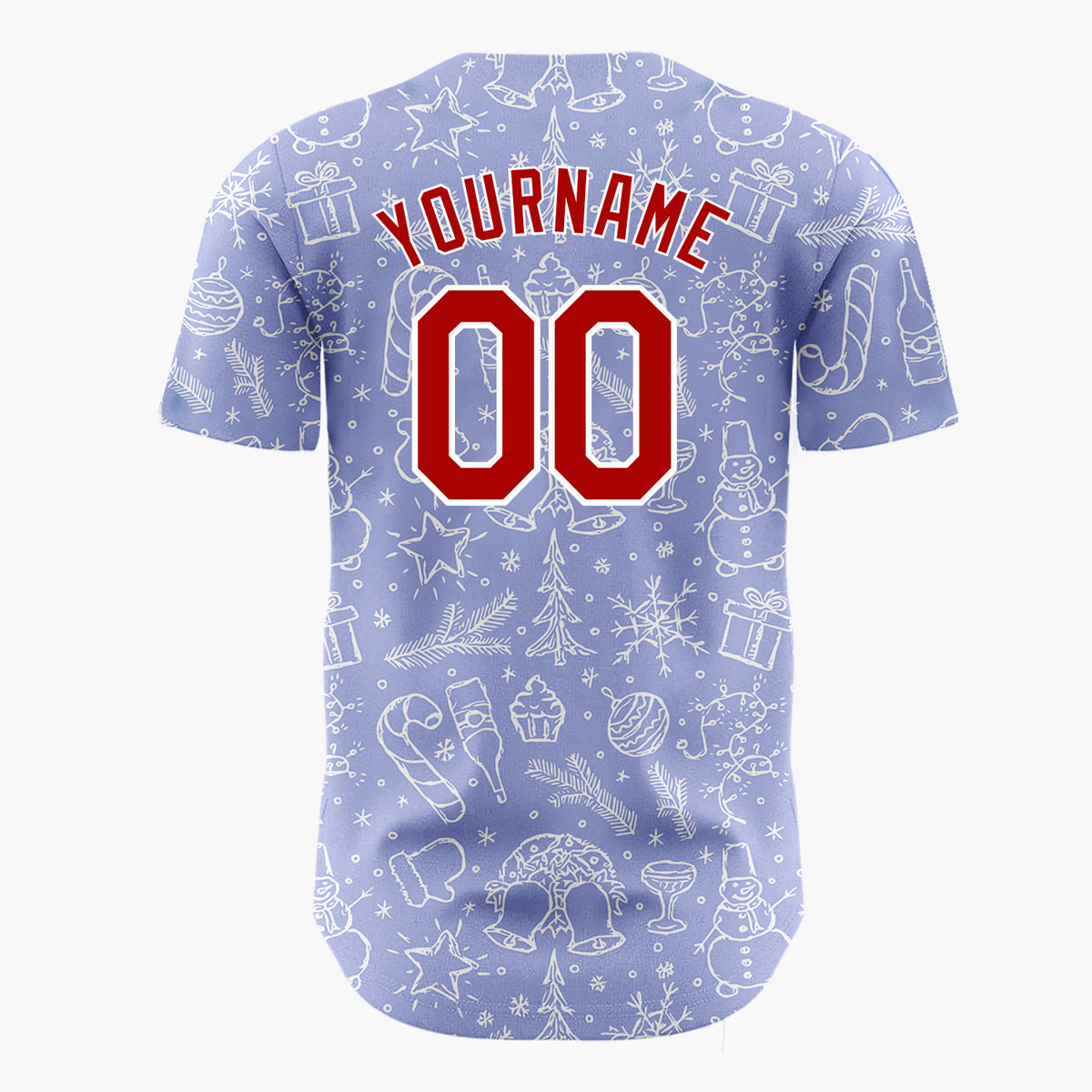 Custom Purple Christmas Icon Doodled Line Art Pattern Christmas Baseball Jersey