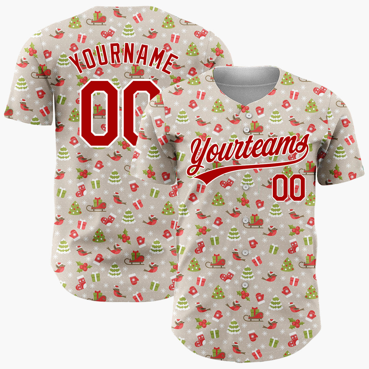 Custom Pink Hot Cocoa Christmas Doodles Cartoon Pattern Christmas Baseball Jersey