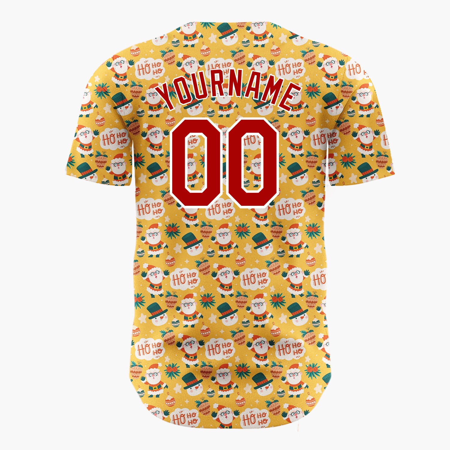 Custom Orange Santa Claus Smiling Faces Cartoon Pattern Christmas Baseball Jersey