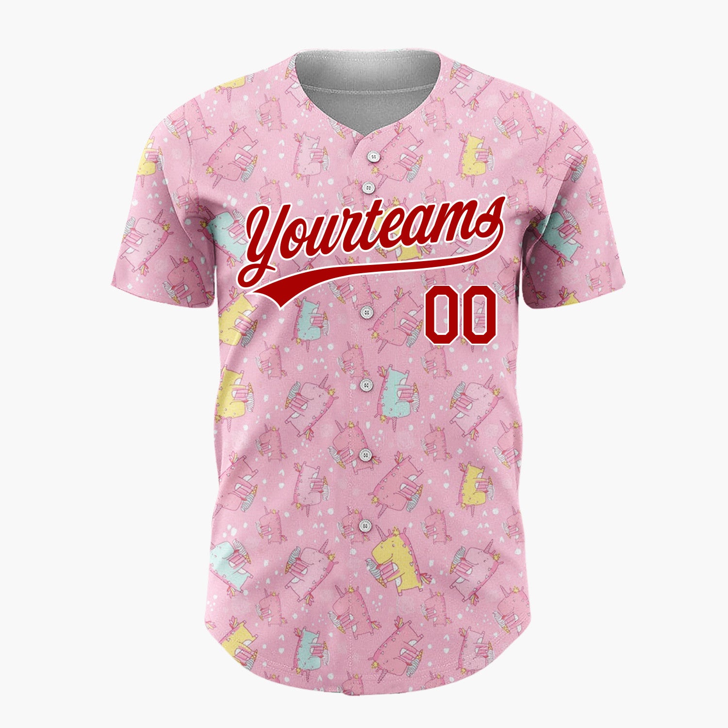 Custom Pink Cute Unicorn Ice Cream Pastel Pattern Christmas Baseball Jersey