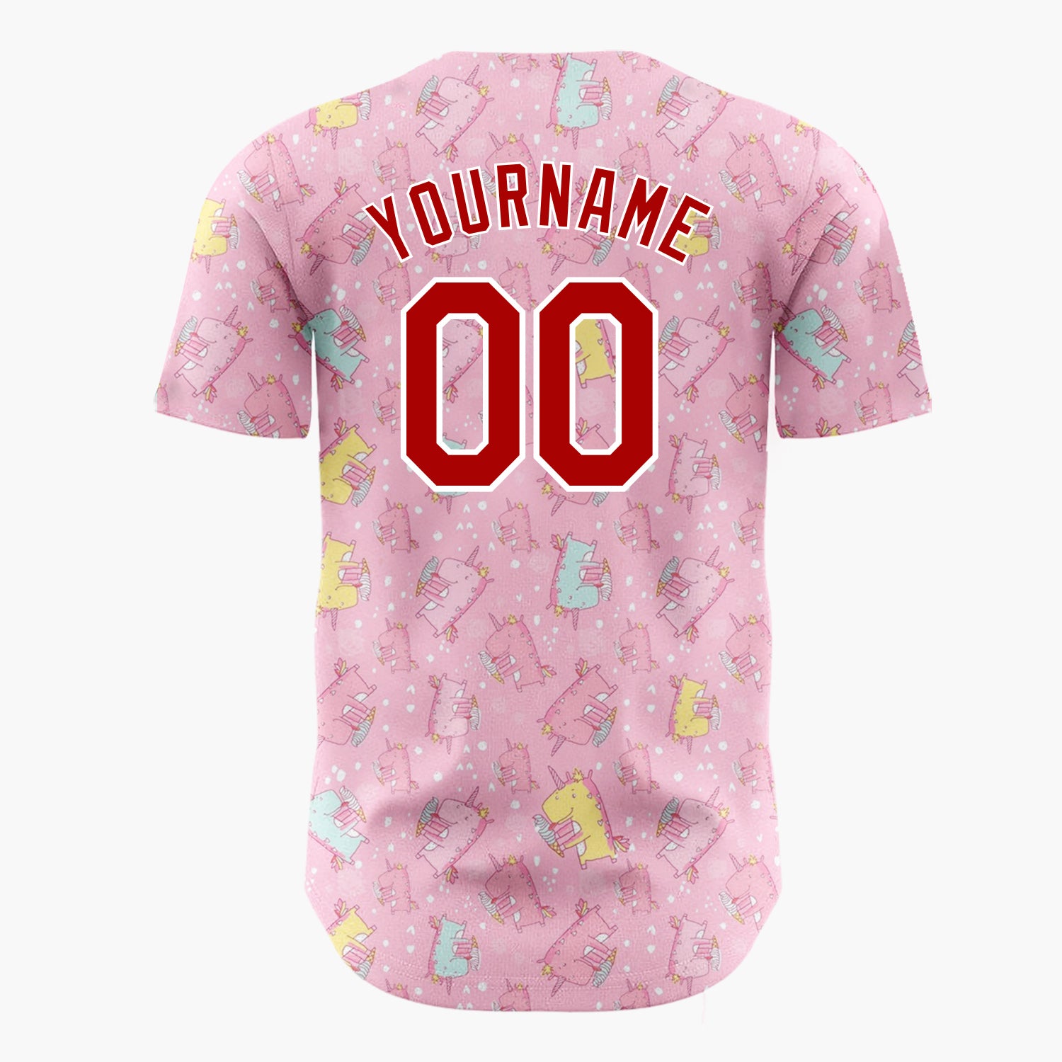 Custom Pink Cute Unicorn Ice Cream Pastel Pattern Christmas Baseball Jersey