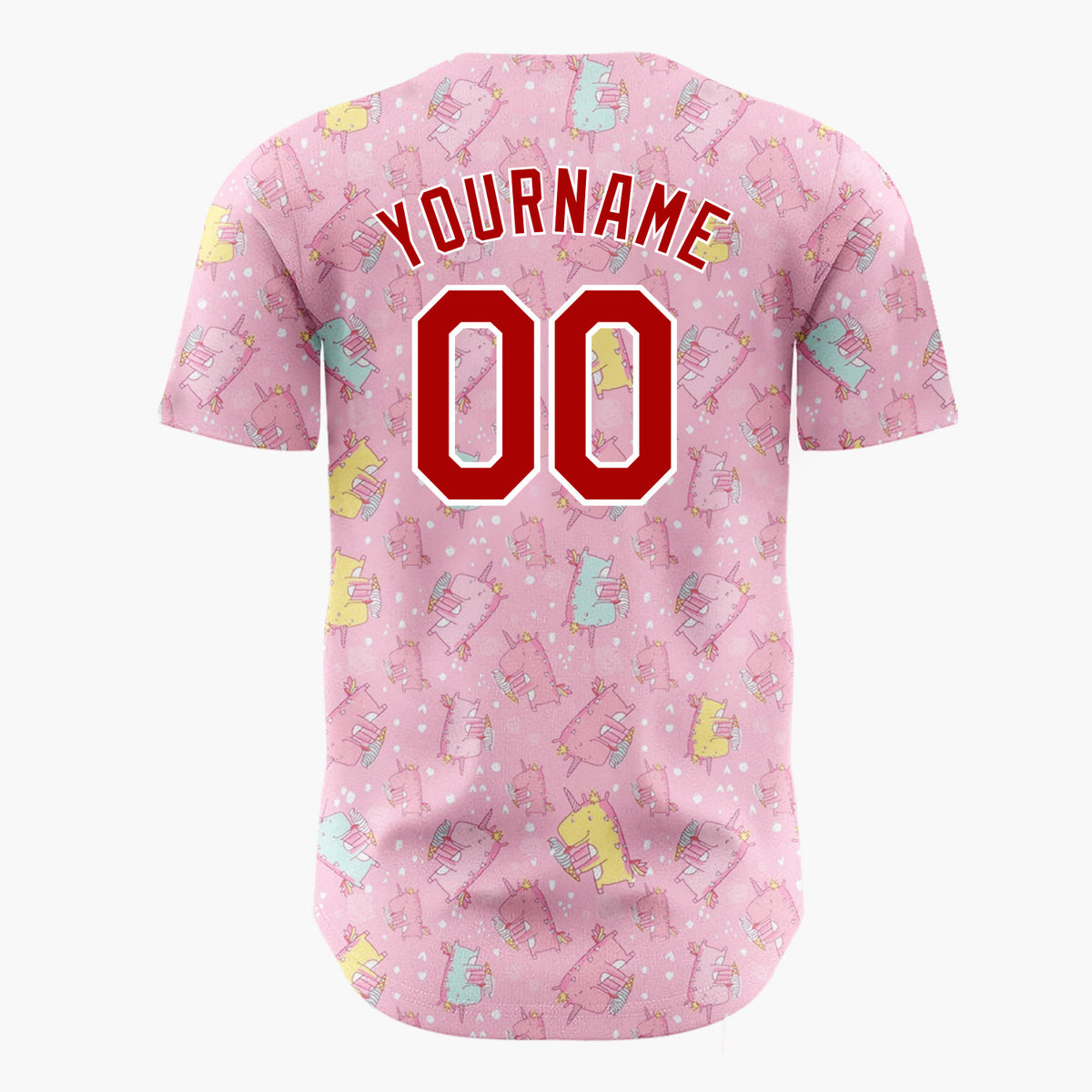 Custom Pink Cute Unicorn Ice Cream Pastel Pattern Christmas Baseball Jersey