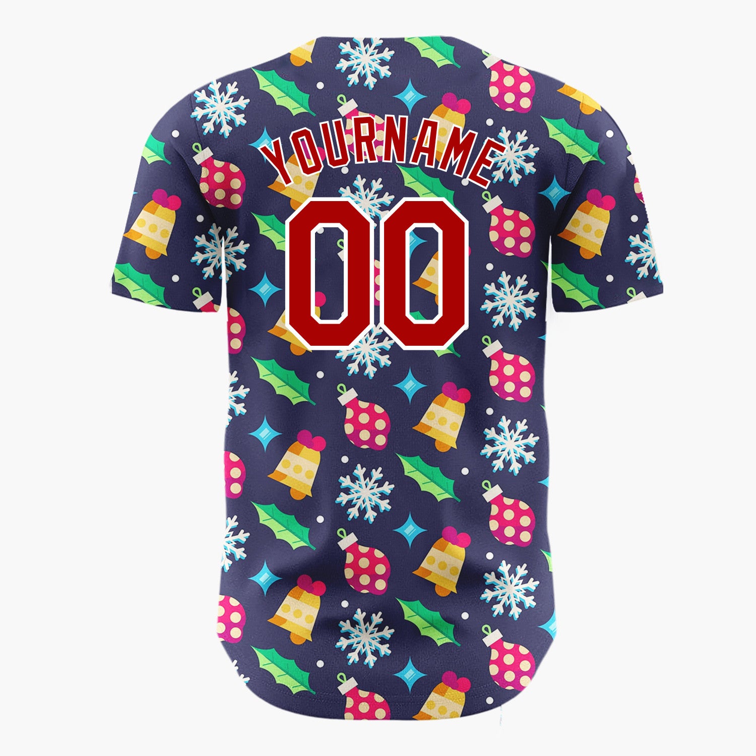 Custom Navy Ornaments Snowflakes Festive Flat Pattern Christmas Baseball Jersey