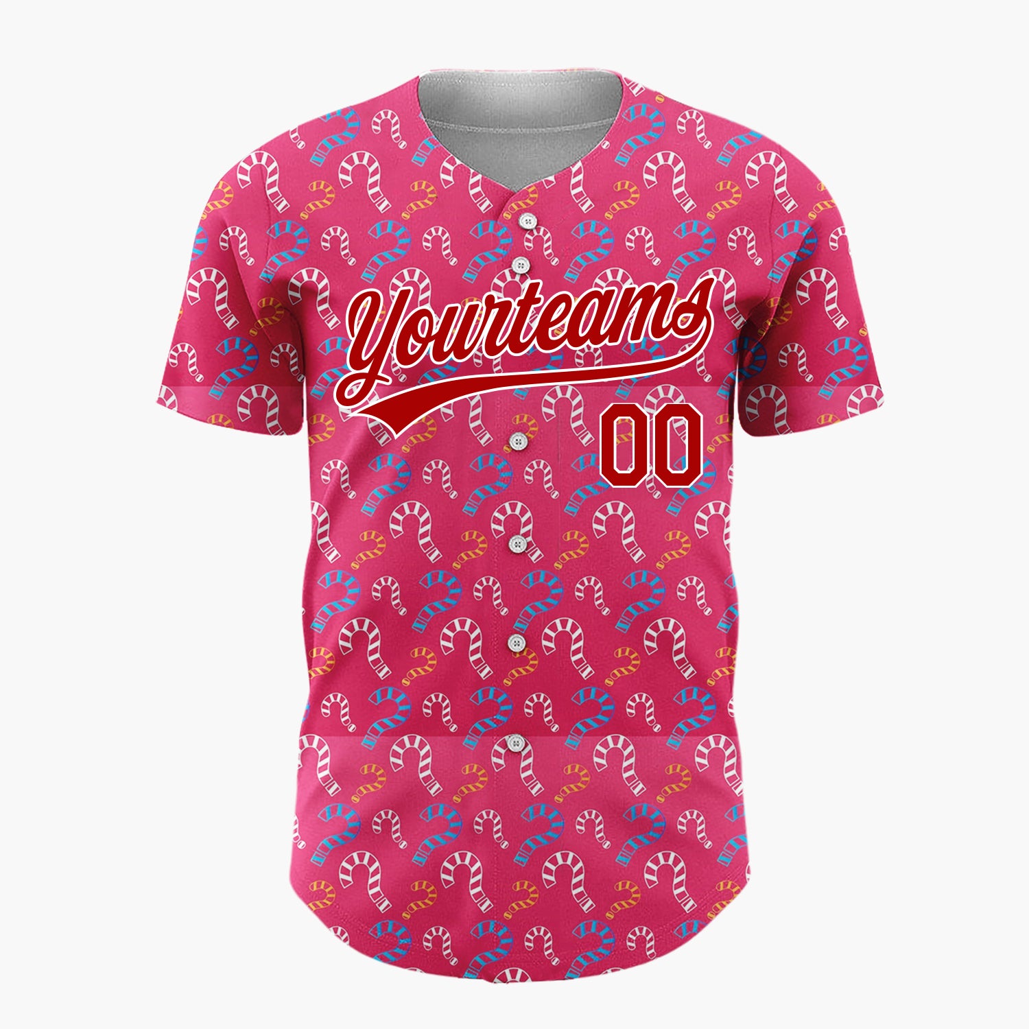 Custom Pink Blue Candy Canes Cute Christmas Baseball Jersey