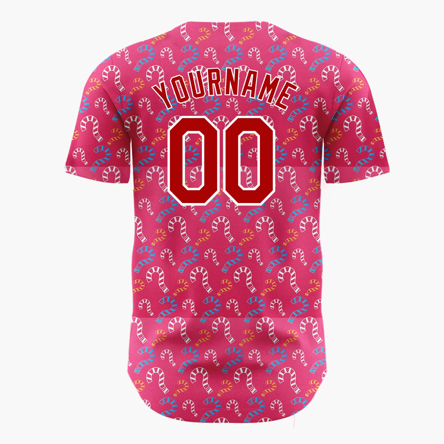 Custom Pink Blue Candy Canes Cute Christmas Baseball Jersey