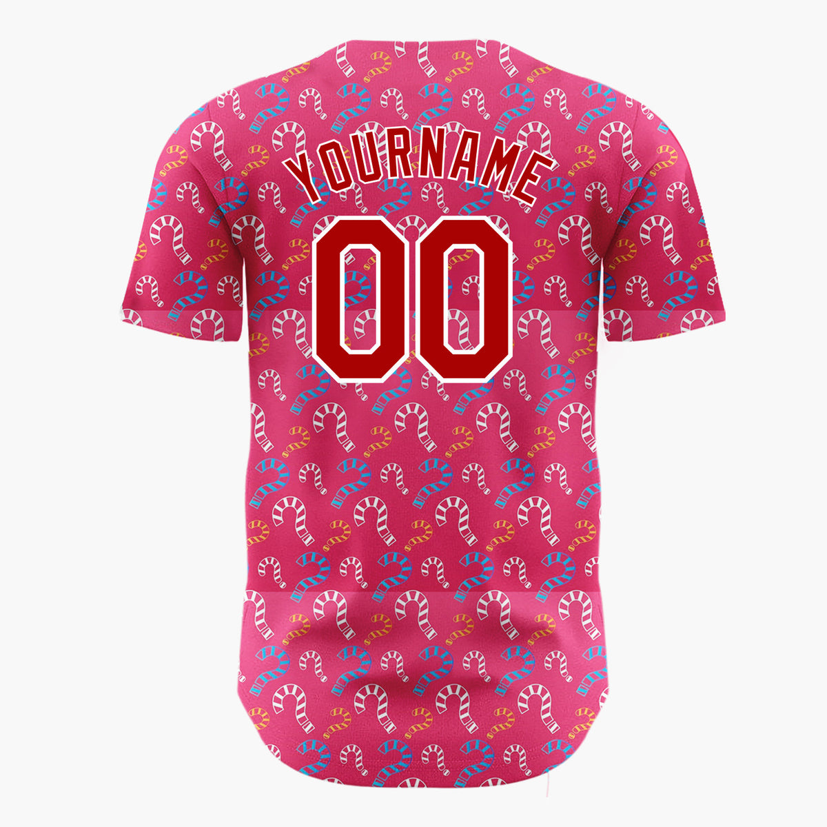 Custom Pink Blue Candy Canes Cute Christmas Baseball Jersey