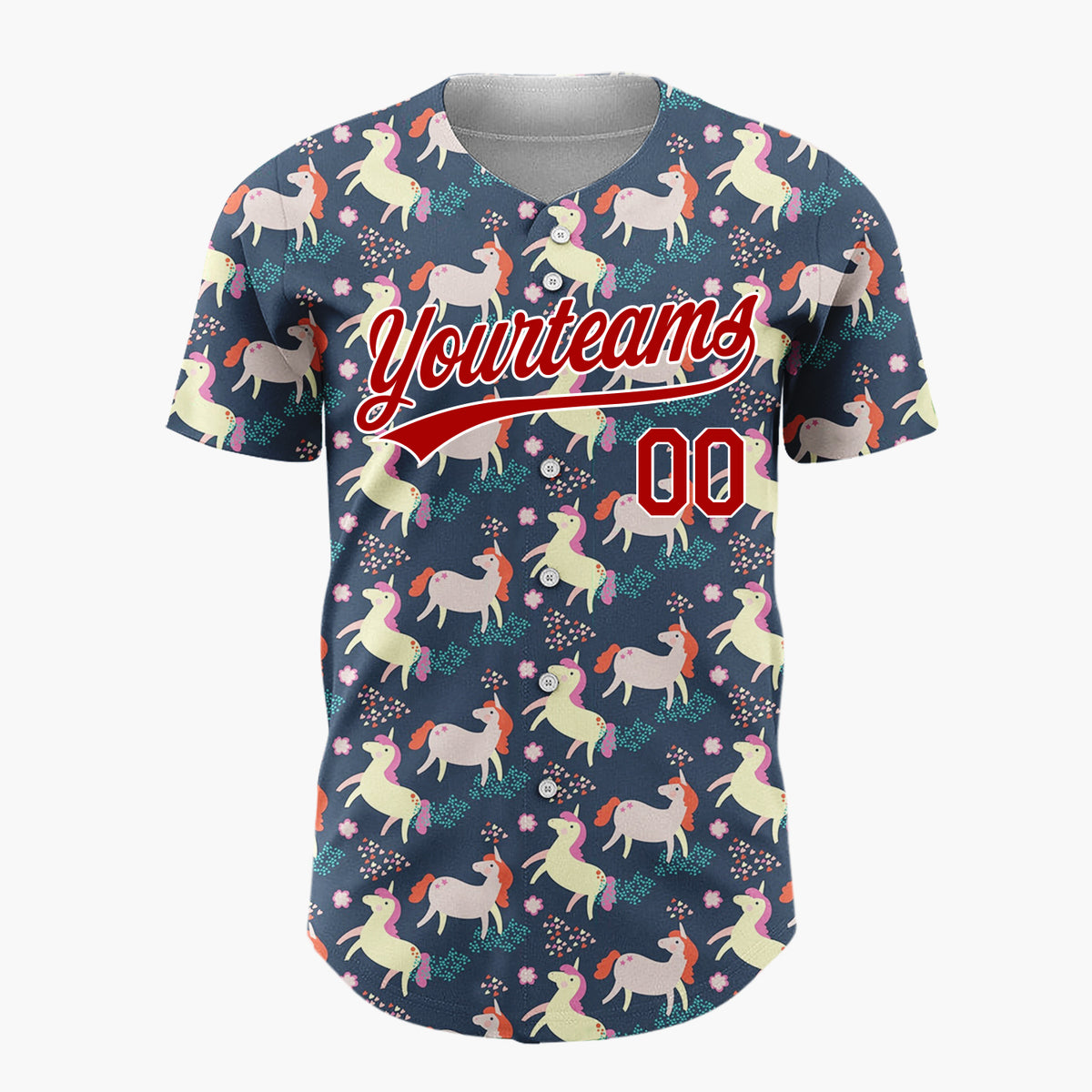 Custom Navy Yellow Unicorn Horses With Confetti Magical Party Pattern Christmas Baseball Jersey
