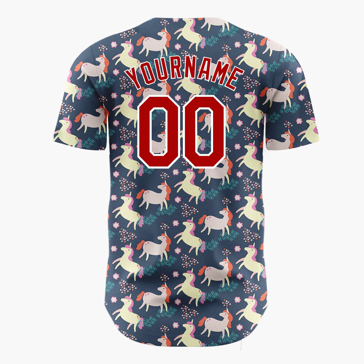 Custom Navy Yellow Unicorn Horses With Confetti Magical Party Pattern Christmas Baseball Jersey