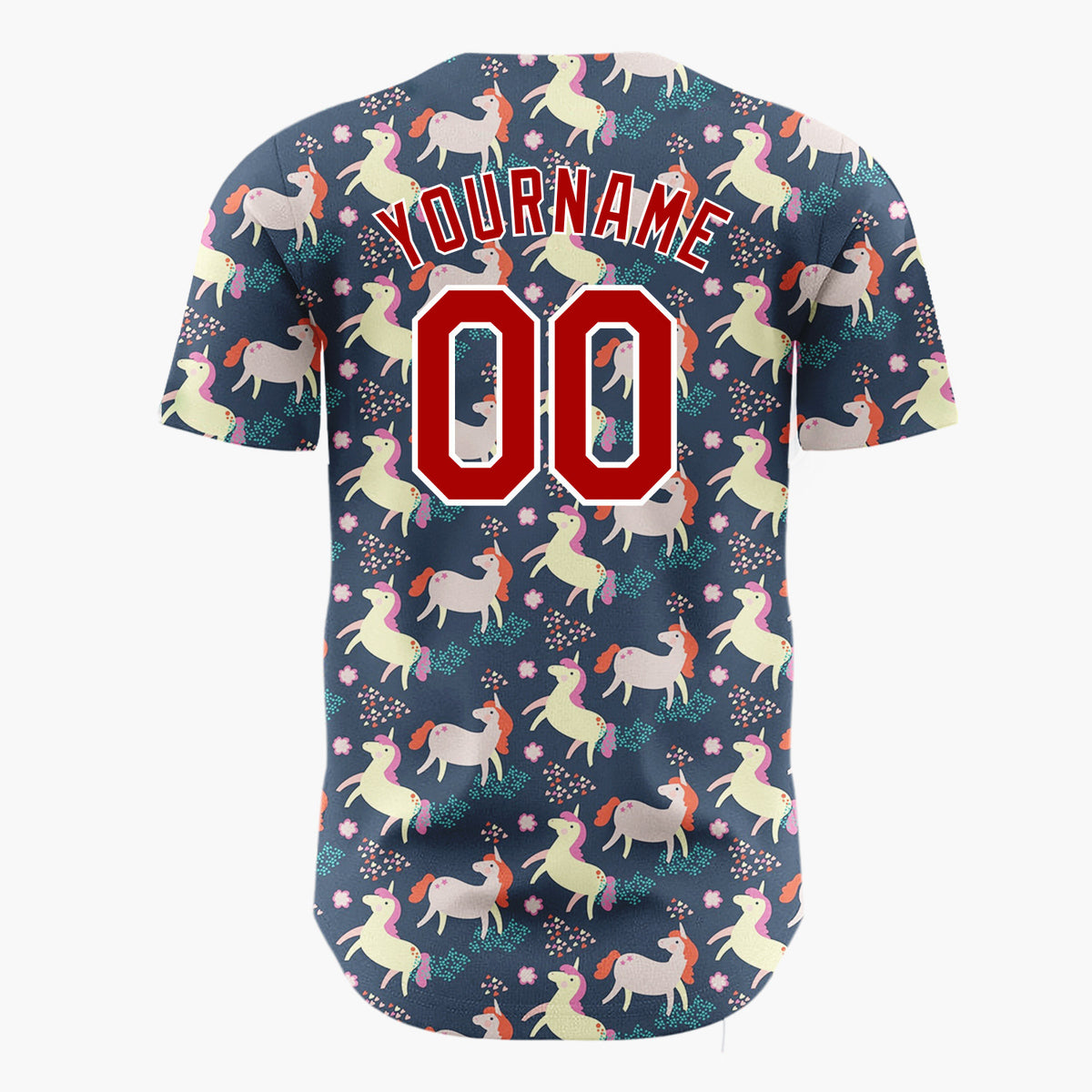Custom Navy Yellow Unicorn Horses With Confetti Magical Party Pattern Christmas Baseball Jersey