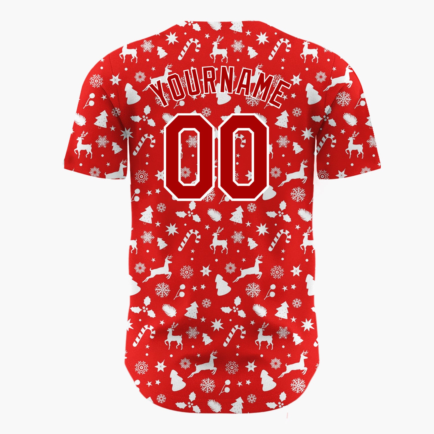 Custom Red Christmas Doodles Tiny Icons Nordic Pattern Christmas Baseball Jersey