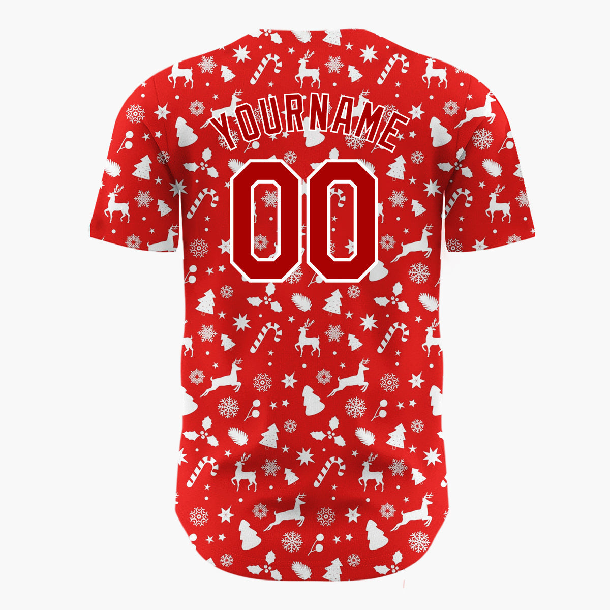 Custom Red Christmas Doodles Tiny Icons Nordic Pattern Christmas Baseball Jersey
