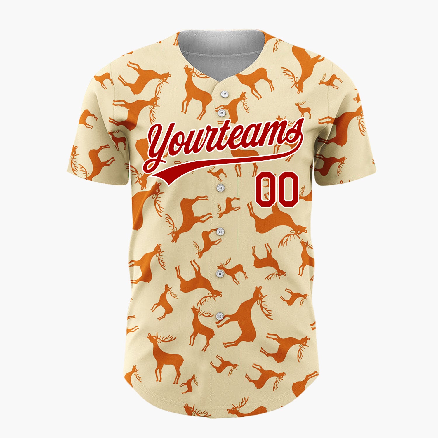 Custom Orange Reindeer Silhouettes Cartoon Pattern Christmas Baseball Jersey