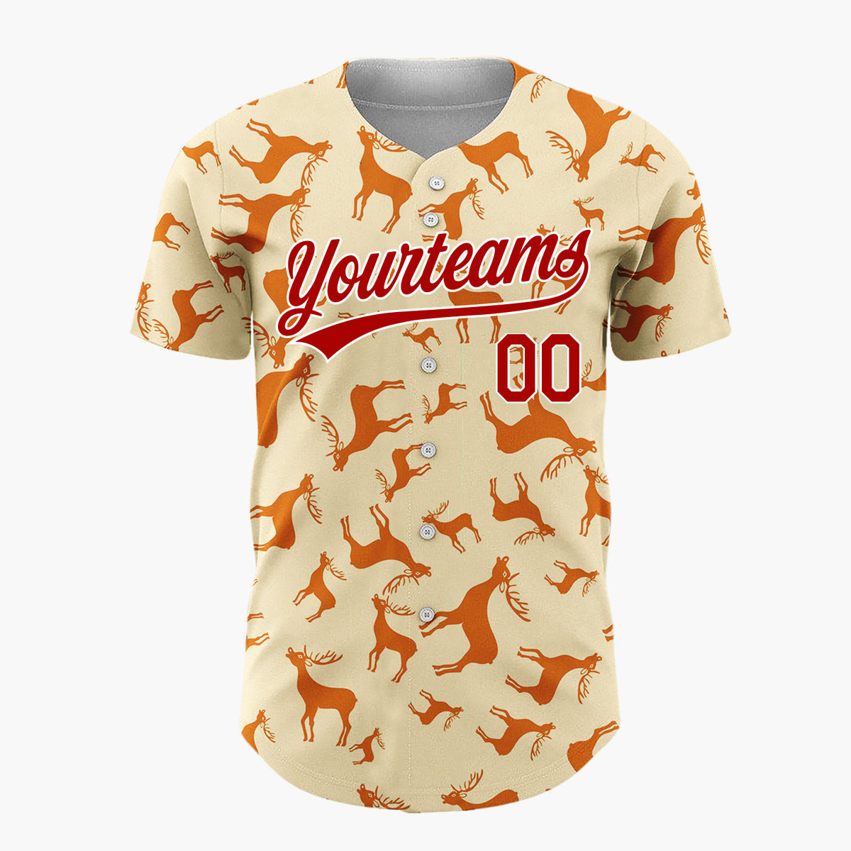 Custom Orange Reindeer Silhouettes Cartoon Pattern Christmas Baseball Jersey