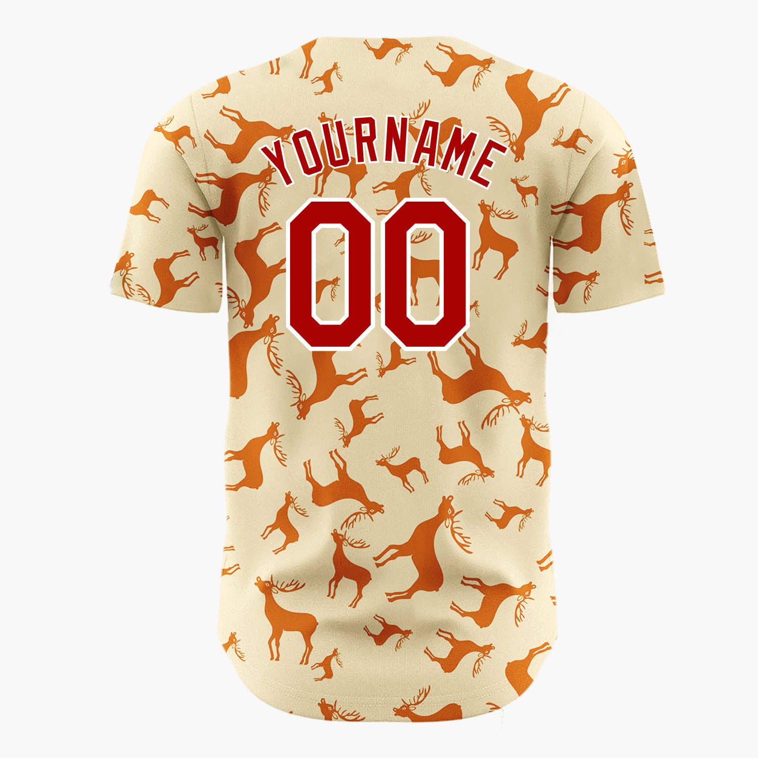Custom Orange Reindeer Silhouettes Cartoon Pattern Christmas Baseball Jersey