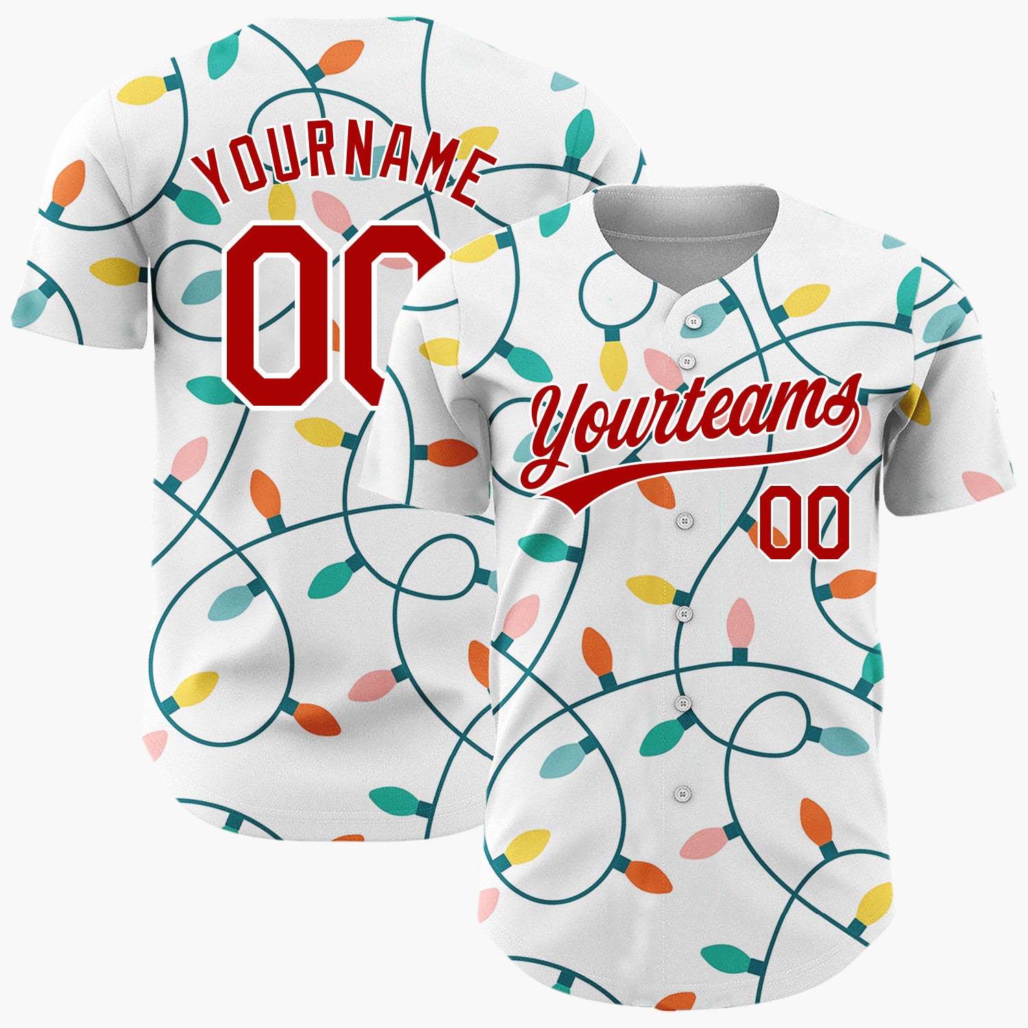 Custom Pink Holly Berries And Leaves Watercolor Festive Pattern Christmas Baseball Jersey