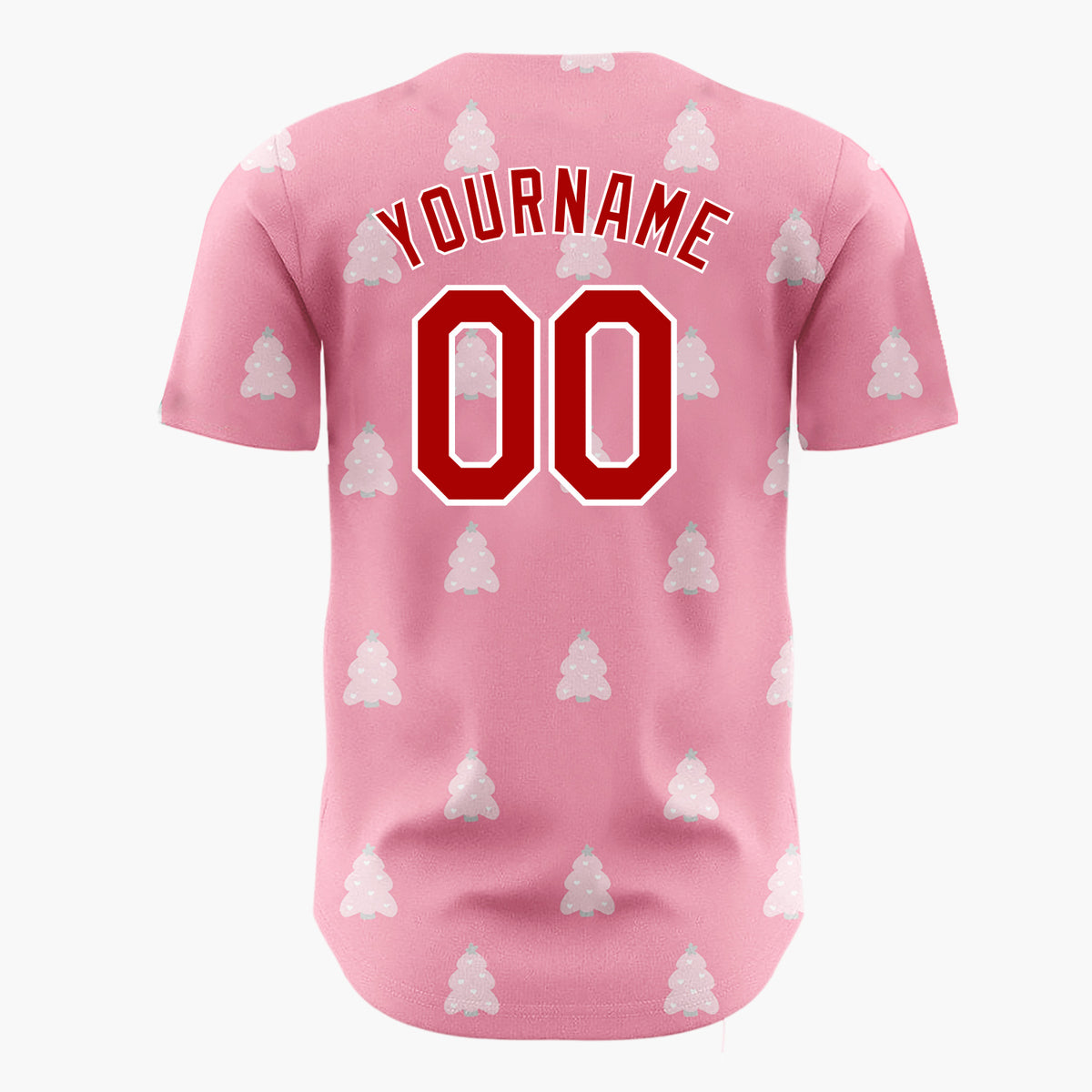 Custom Pink Christmas Trees Minimalist Cute Pattern Christmas Baseball Jersey