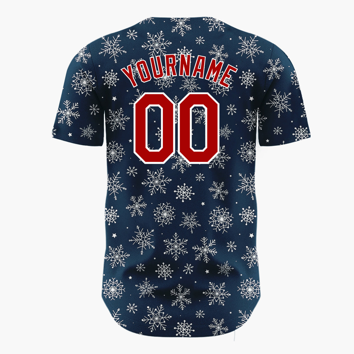 Custom Navy White Sketch Snowflake Doodle Pattern Christmas Baseball Jersey
