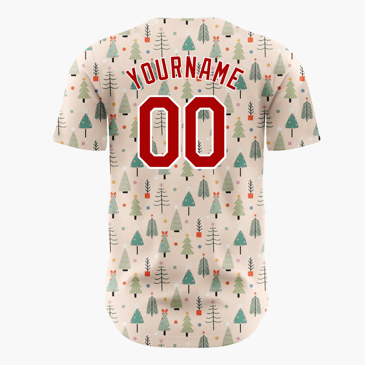Custom Pink Green Trees And Dots Christmas Minimalist Pattern Christmas Baseball Jersey