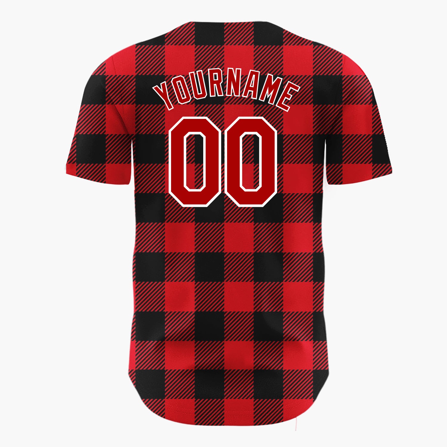 Custom Red Buffalo Plaid Classic Plaid Pattern Christmas Baseball Jersey