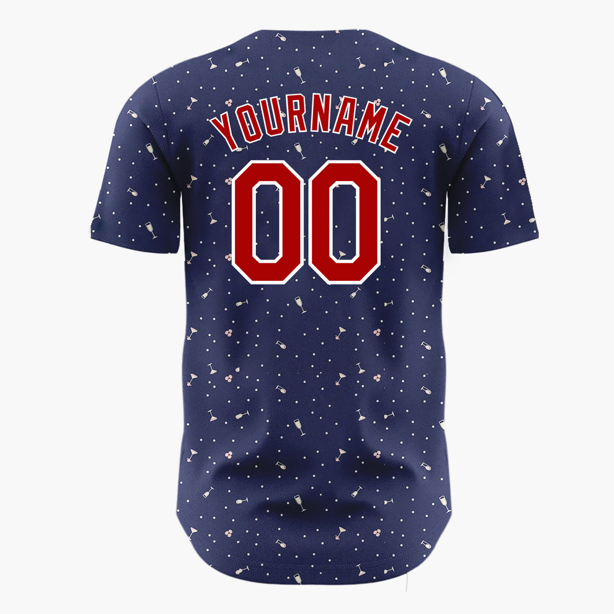 Custom Navy Pink White Champagne Glasses And Confetti New Year Celebration Pattern Christmas Baseball Jersey