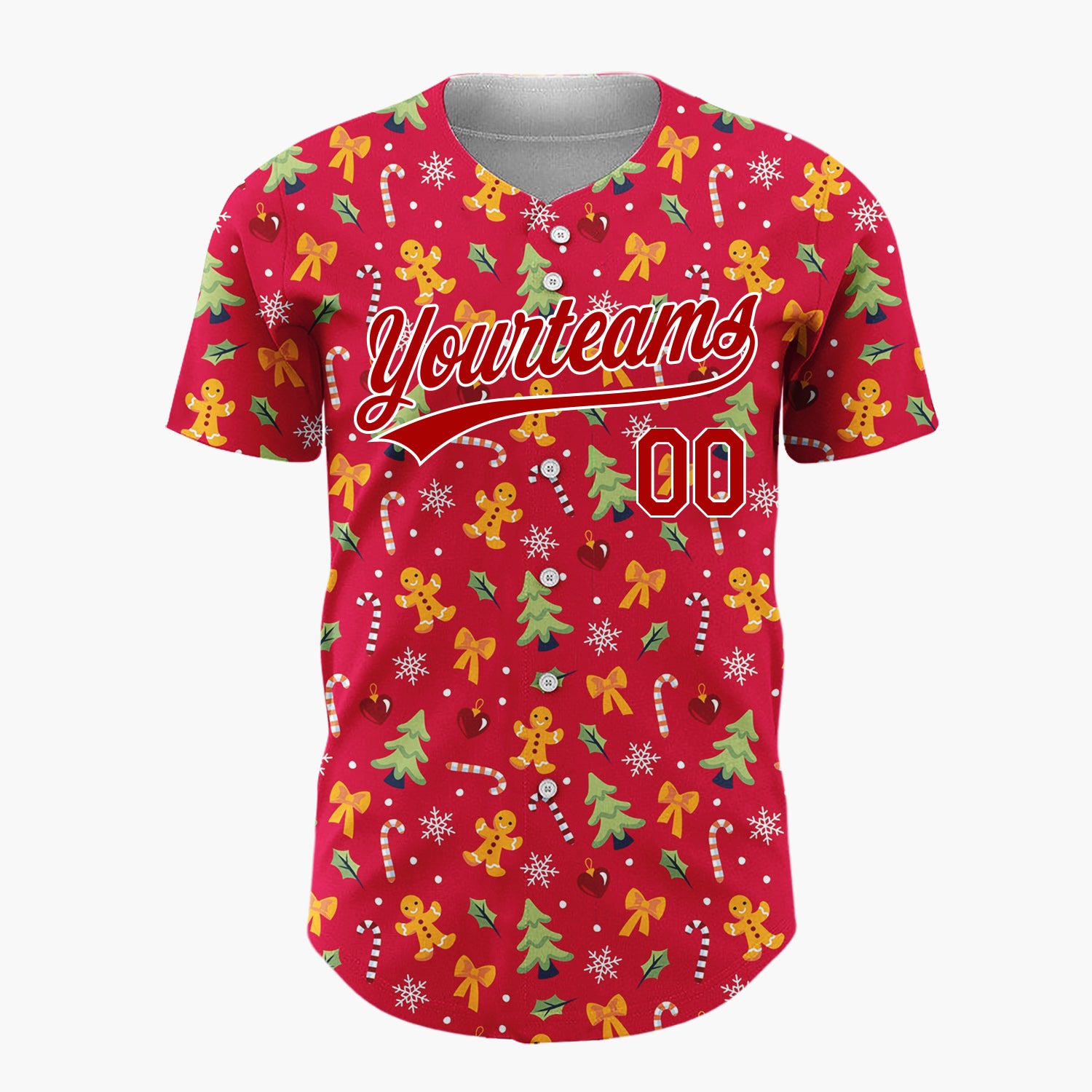 Custom Red Christmas Doodles Minimalist Minimalist Pattern Christmas Baseball Jersey