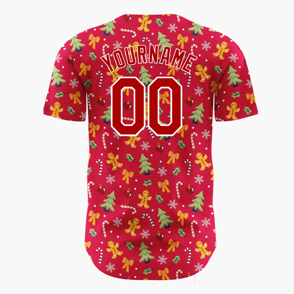 Custom Red Christmas Doodles Minimalist Minimalist Pattern Christmas Baseball Jersey