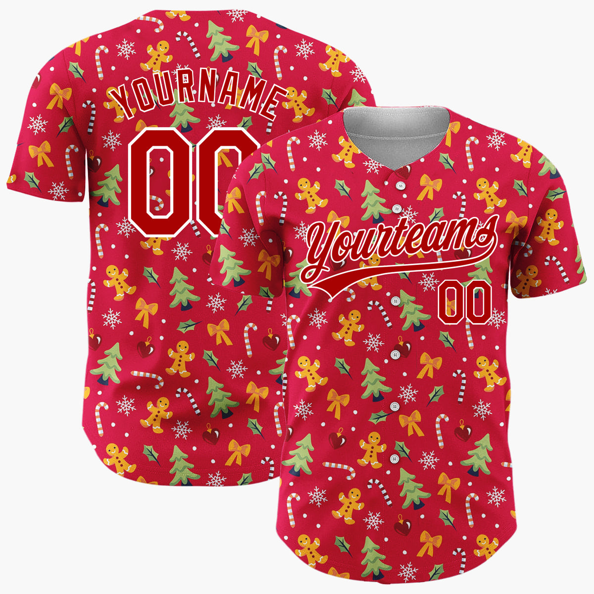 Custom Red Christmas Doodles Minimalist Minimalist Pattern Christmas Baseball Jersey