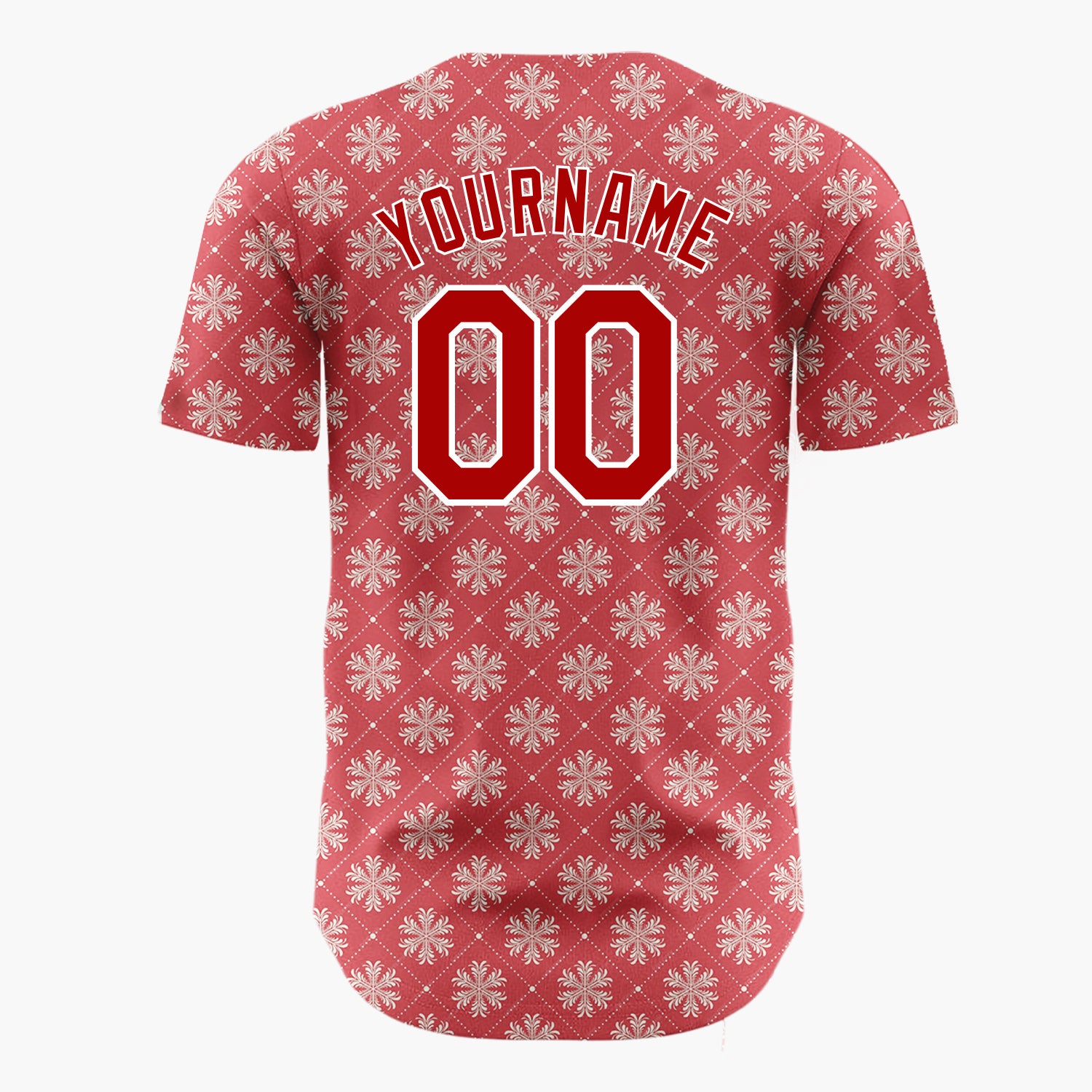 Custom Red Snowflakes Geometric Minimalist Pattern Christmas Baseball Jersey