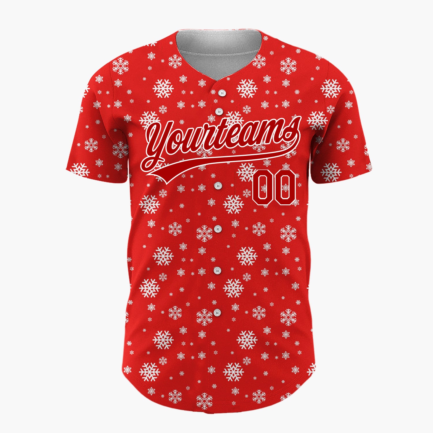 Custom Red Snowflakes Classic Christmas Baseball Jersey
