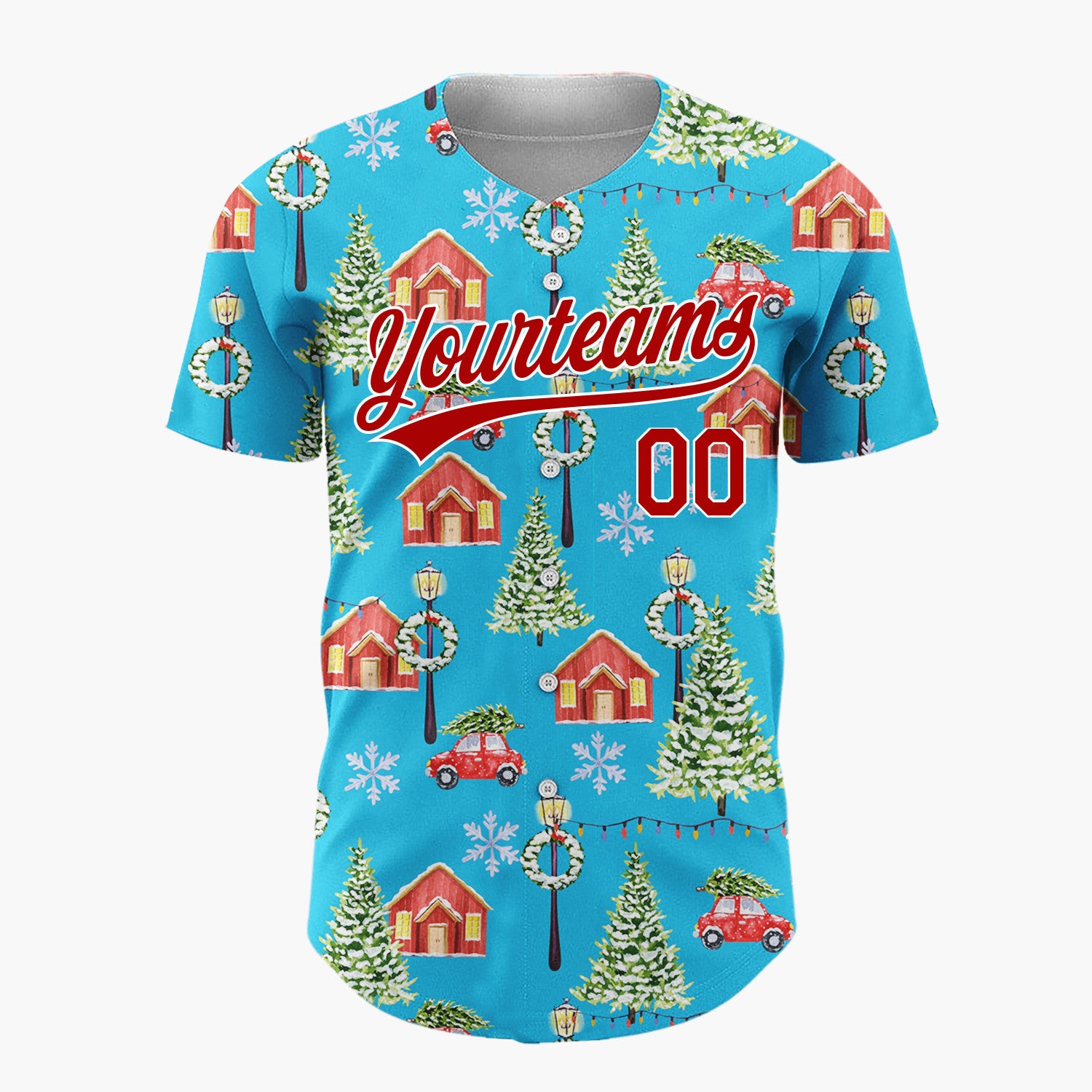 Custom Red White Green Polka Dots Simple Christmas Baseball Jersey