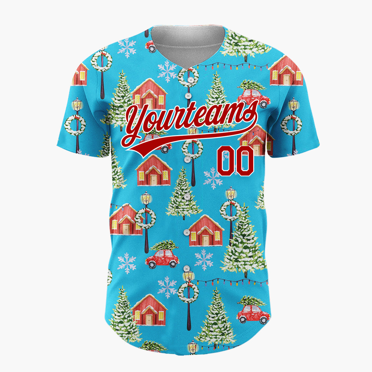 Custom Red White Green Polka Dots Simple Christmas Baseball Jersey