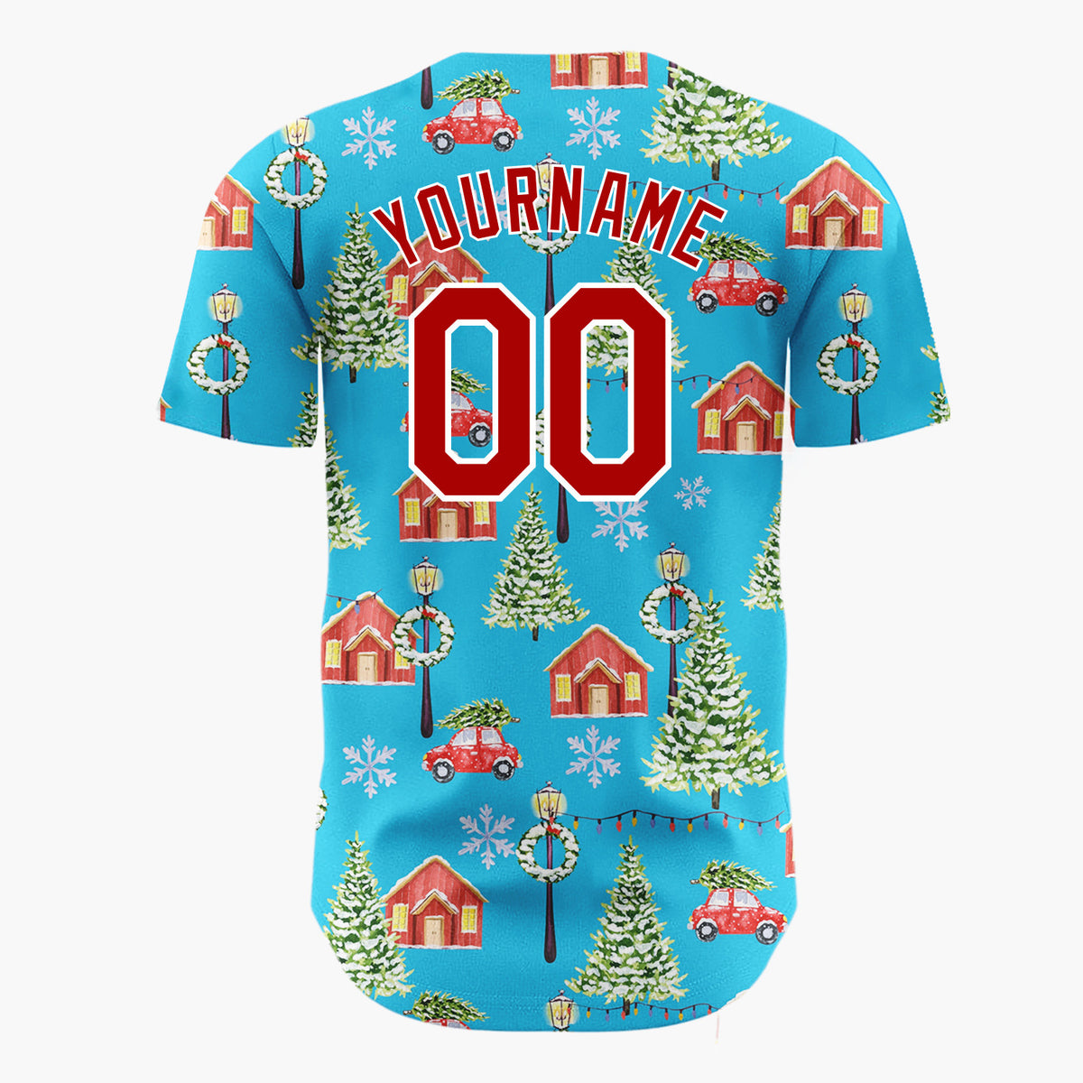 Custom Red White Green Polka Dots Simple Christmas Baseball Jersey
