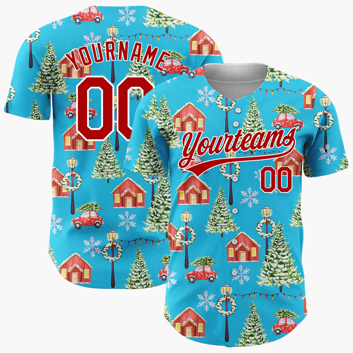 Custom Red White Green Polka Dots Simple Christmas Baseball Jersey