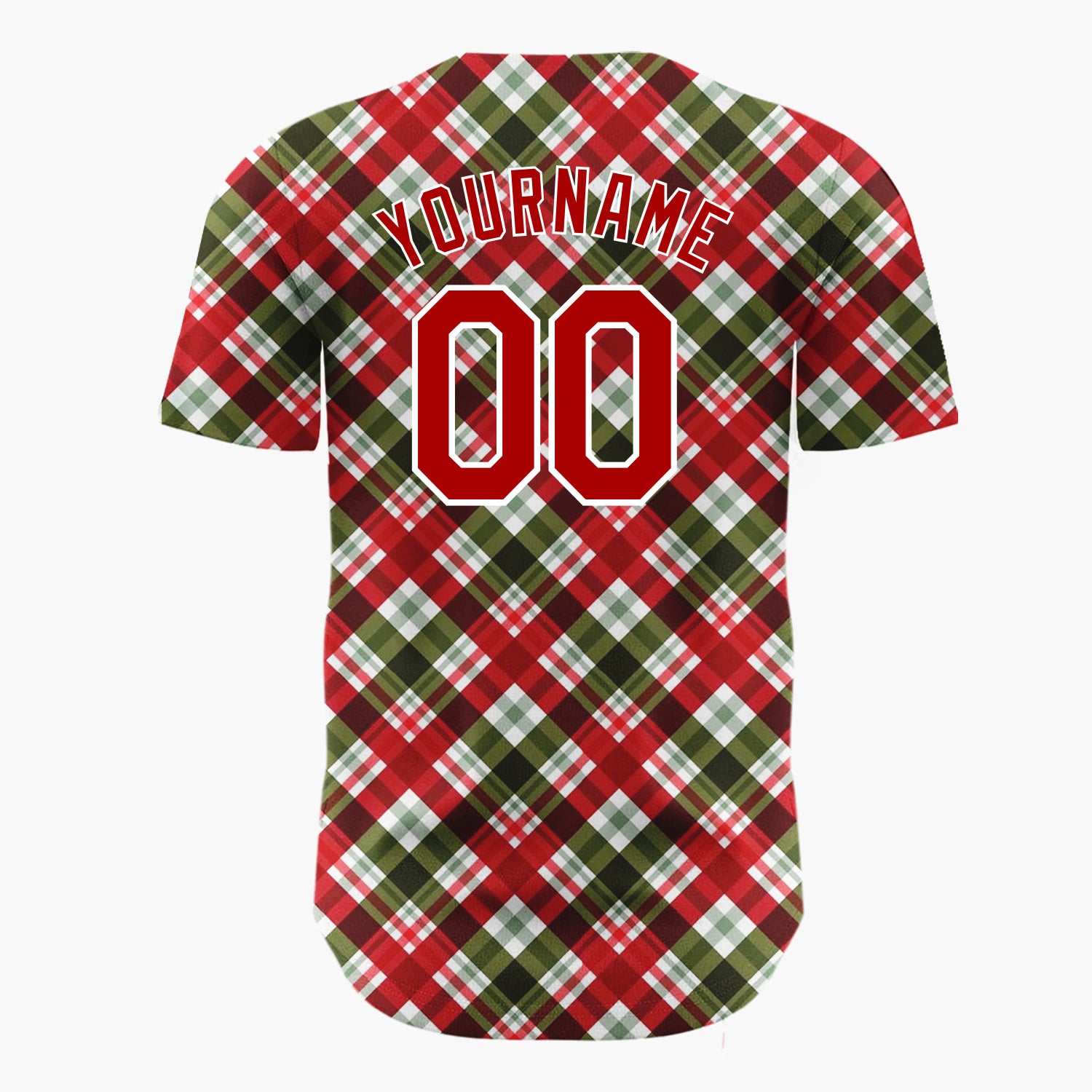 Custom Red Plaid Diagonal Tartan Plaid Pattern Christmas Baseball Jersey