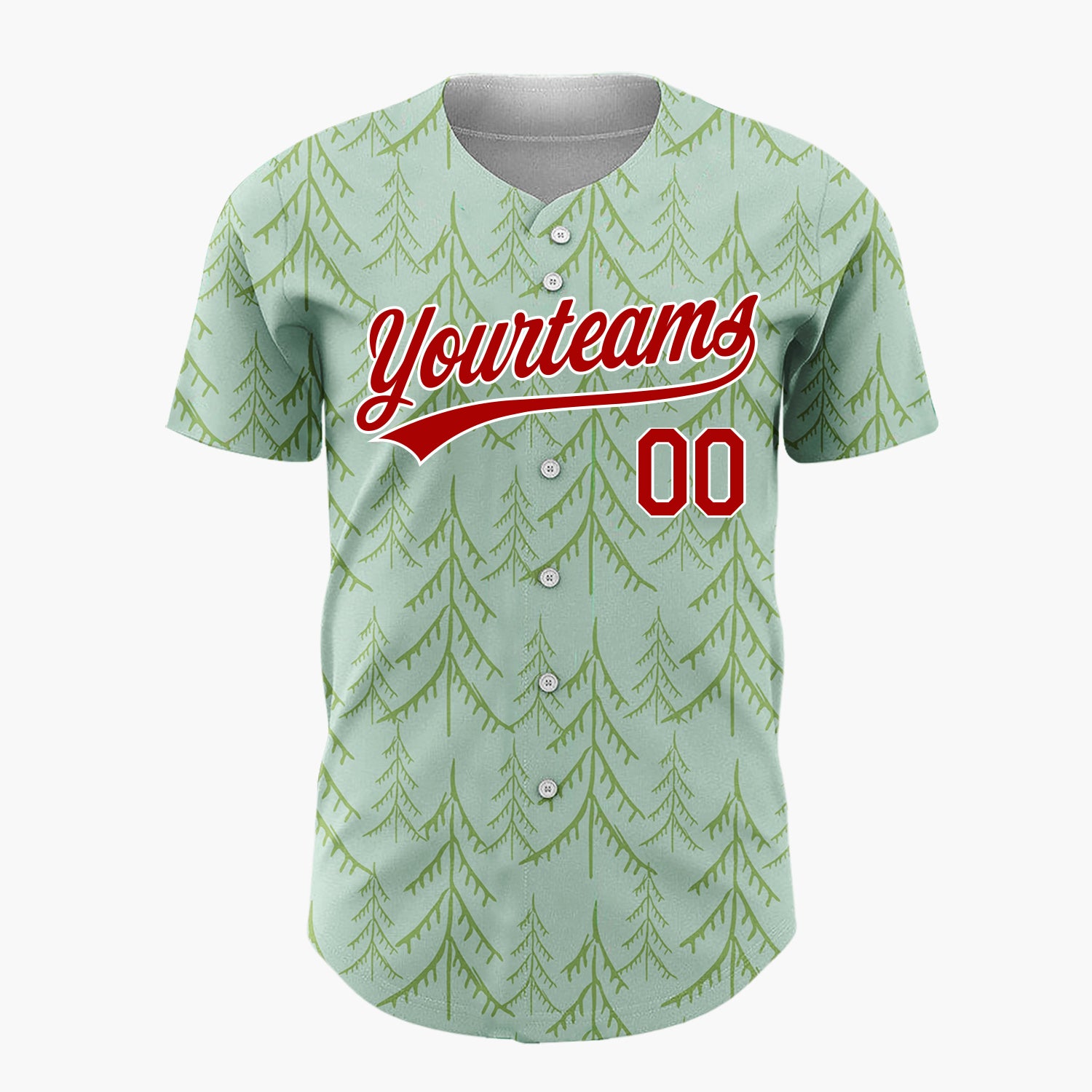 Custom Red White Christmas Trees And Stars Simple Doodle Pattern Christmas Baseball Jersey