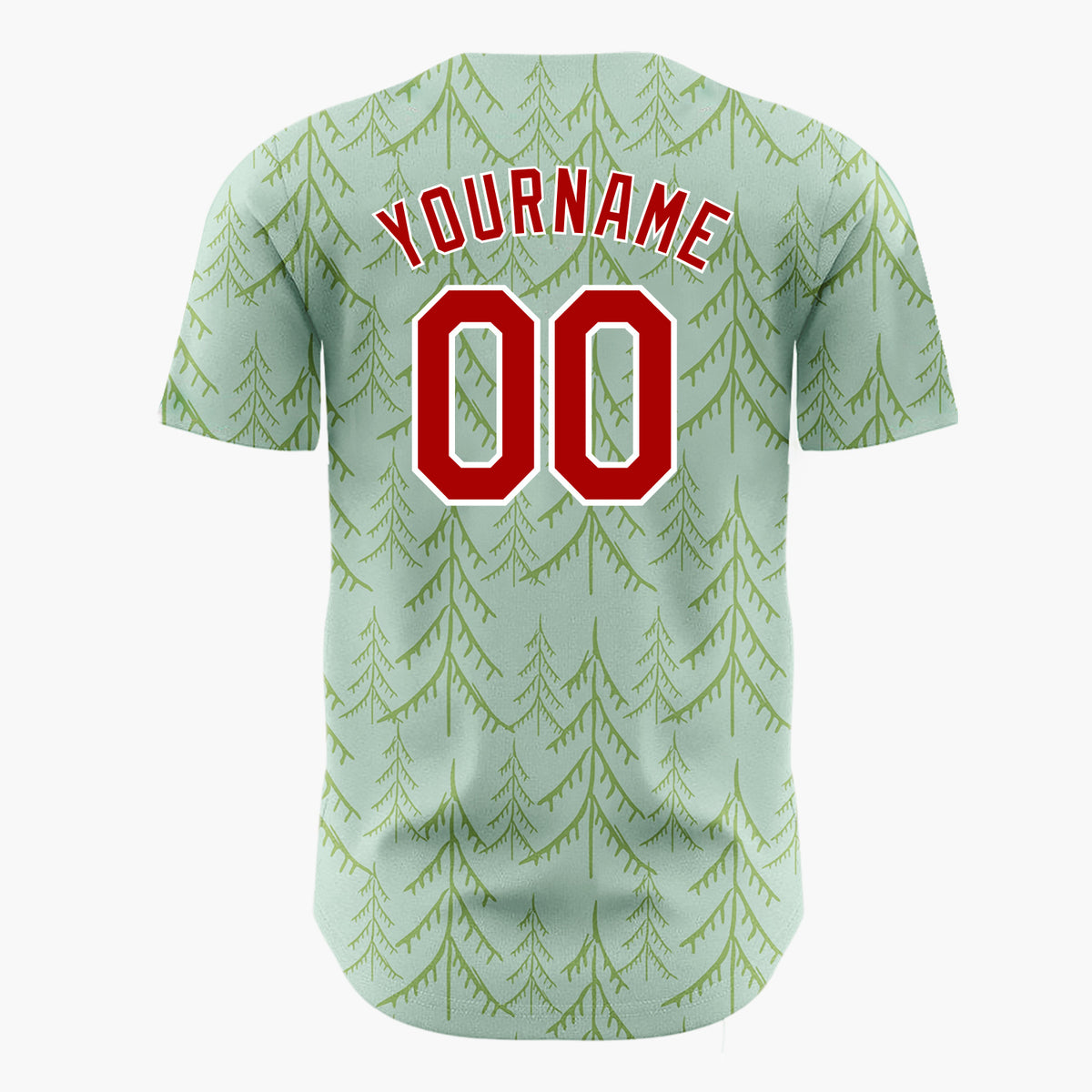 Custom Red White Christmas Trees And Stars Simple Doodle Pattern Christmas Baseball Jersey