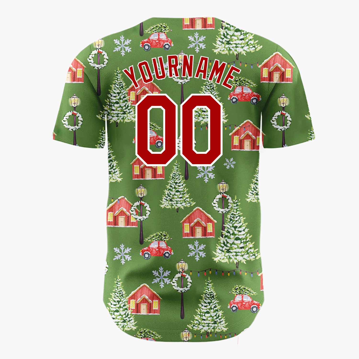 Custom Red White Cartoon Snowflakes Simple Fun Pattern Christmas Baseball Jersey