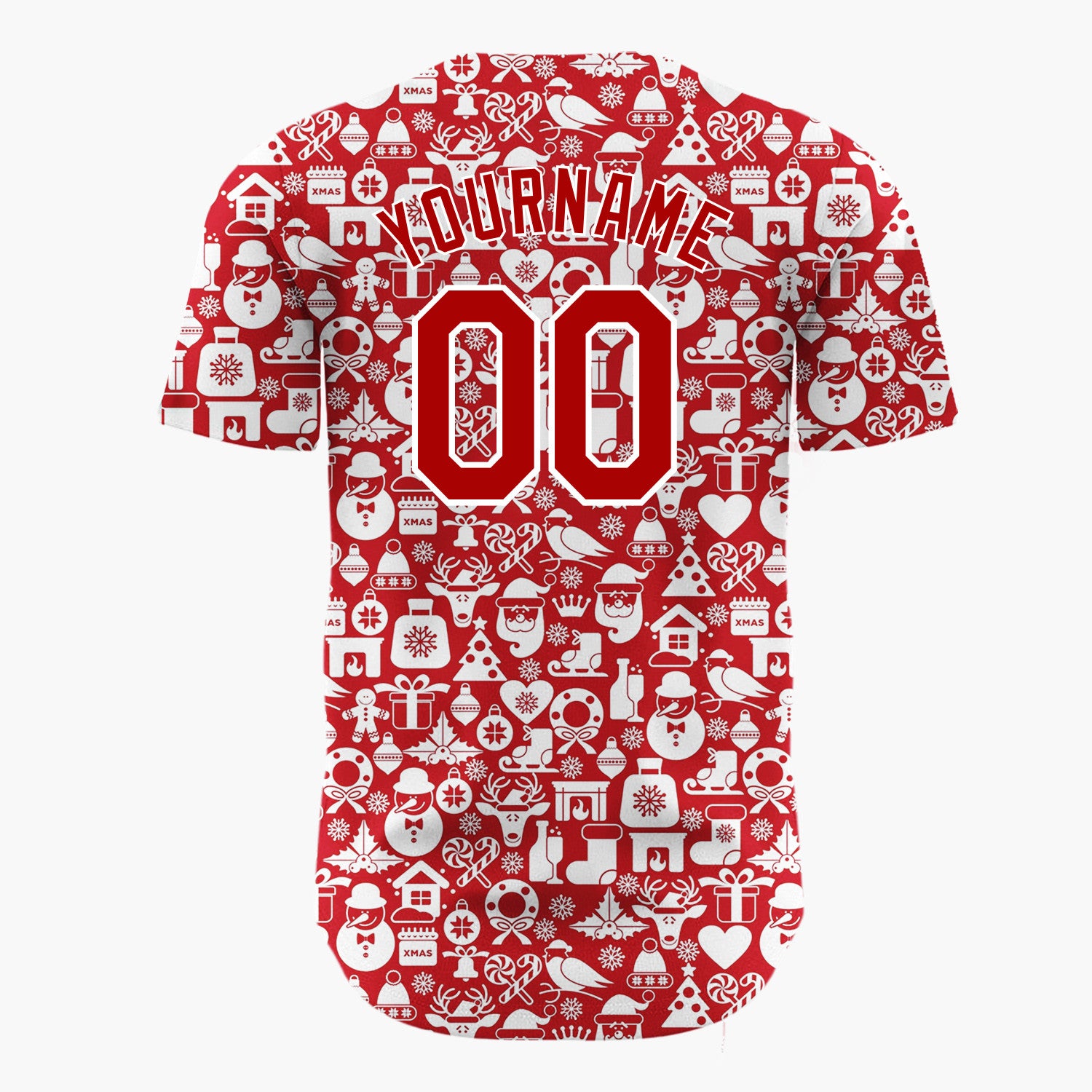 Custom Red Christmas Icons Doodles Minimalist Pattern Christmas Baseball Jersey