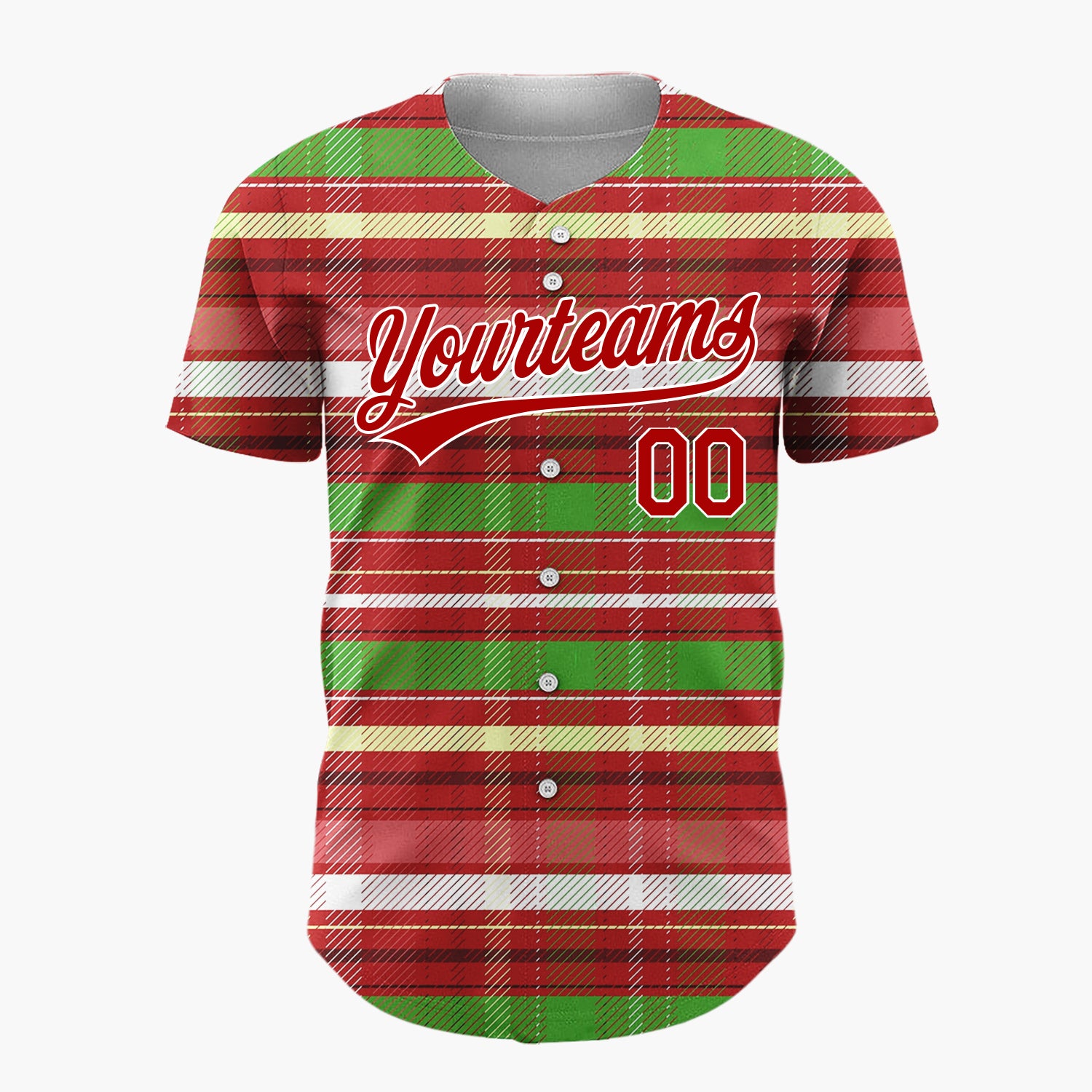 Custom Red Green Classic Holiday Pattern Christmas Baseball Jersey