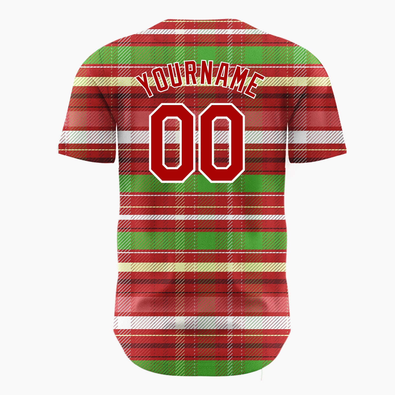 Custom Red Green Classic Holiday Pattern Christmas Baseball Jersey