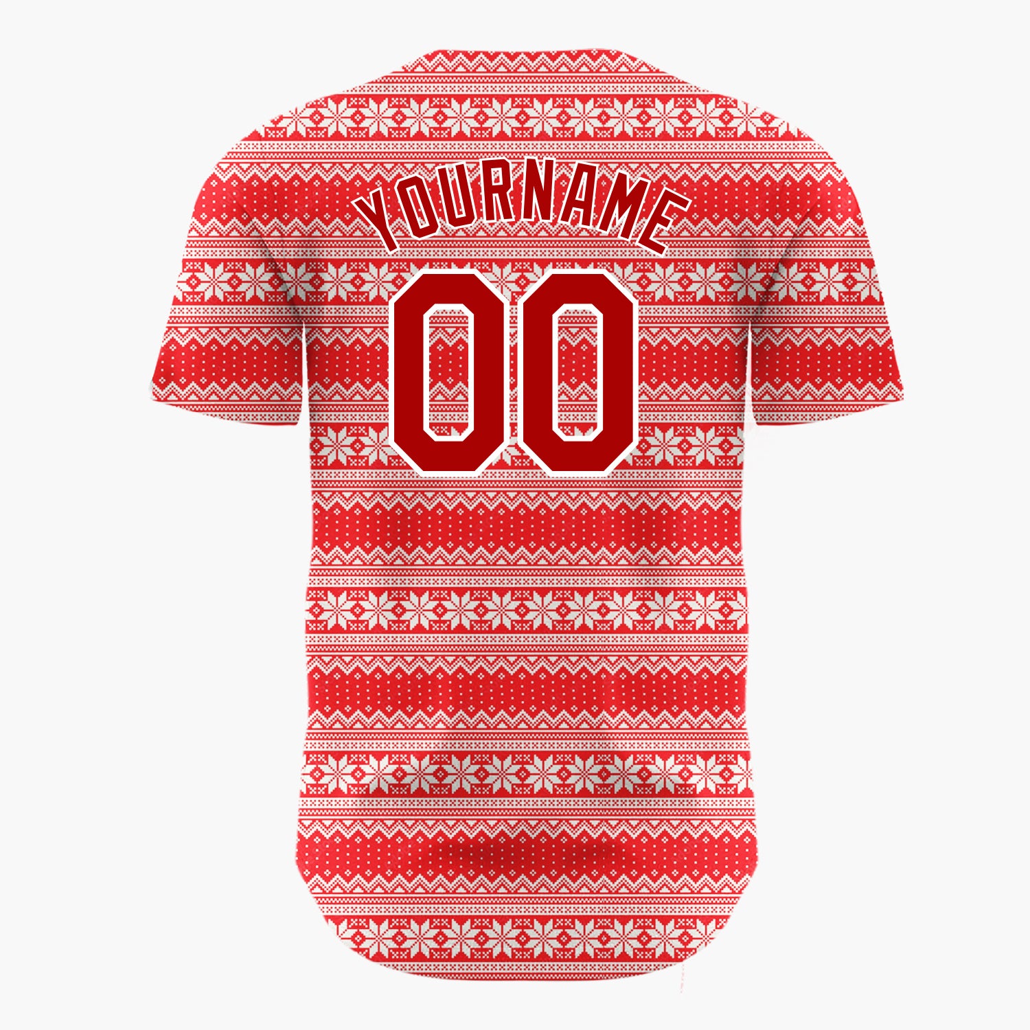 Custom Red Nordic Knit Stripes Nordic Pattern Christmas Baseball Jersey