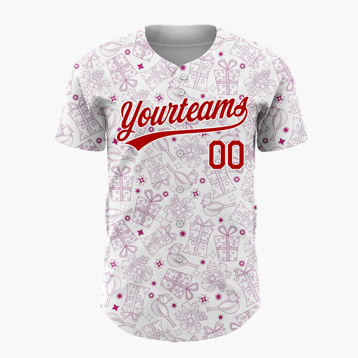 Custom White Purple Gift Bird Outline Pattern Christmas Baseball Jersey
