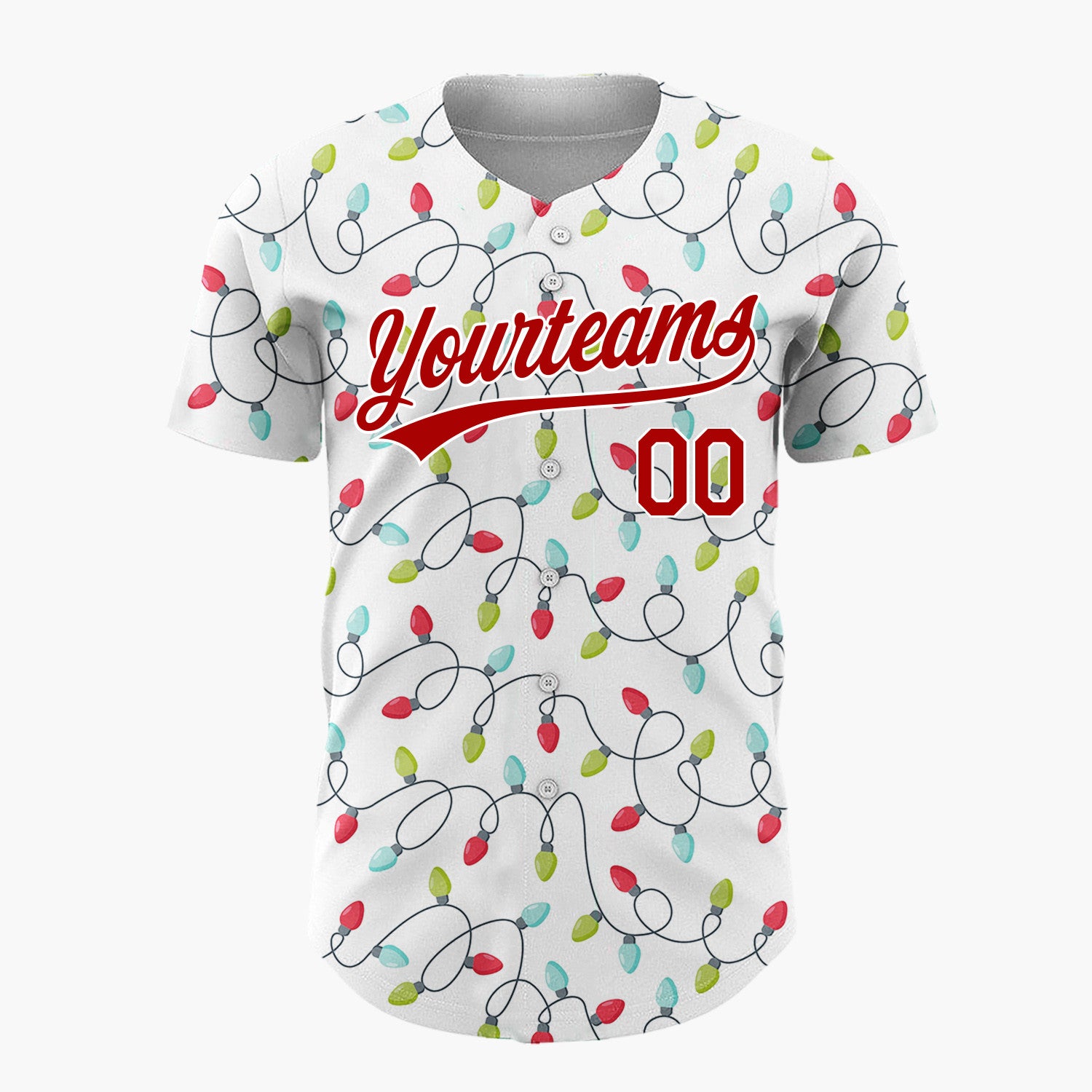 Custom White Christmas Lights Tangled String Cartoon Christmas Baseball Jersey