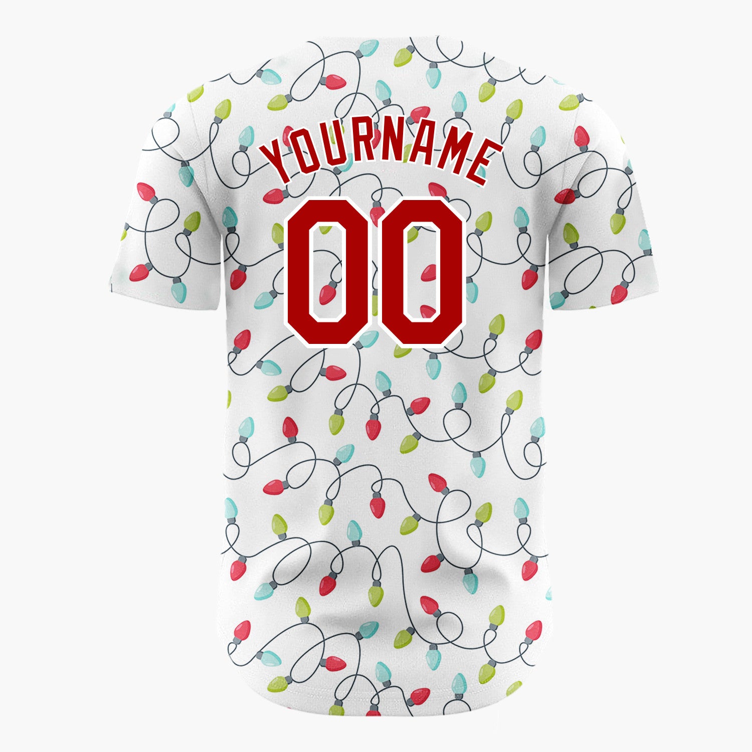 Custom White Christmas Lights Tangled String Cartoon Christmas Baseball Jersey