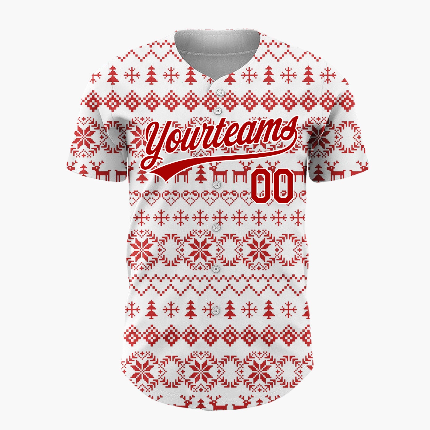Custom White Nordic Christmas Stripes Nordic Pattern Christmas Baseball Jersey