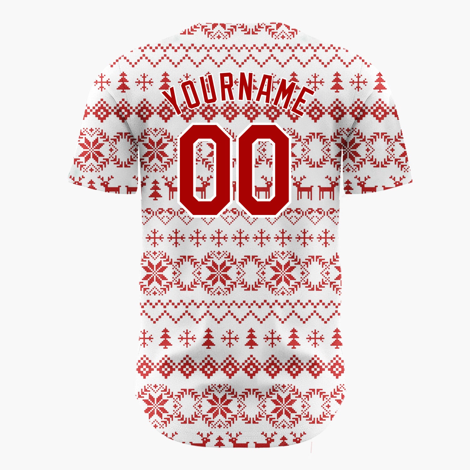 Custom White Nordic Christmas Stripes Nordic Pattern Christmas Baseball Jersey